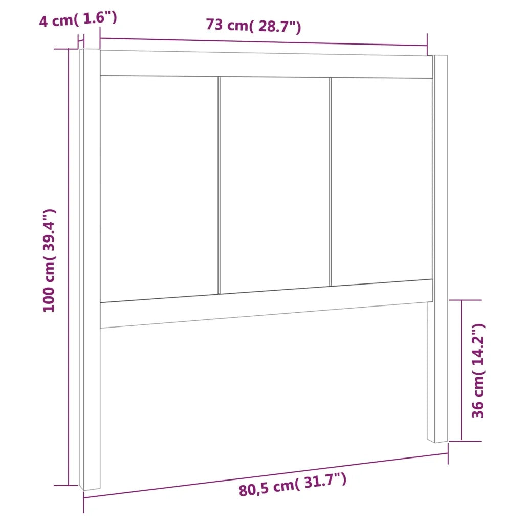 Testiera per Letto Grigia 80,5x4x100 cm Legno Massello di Pino