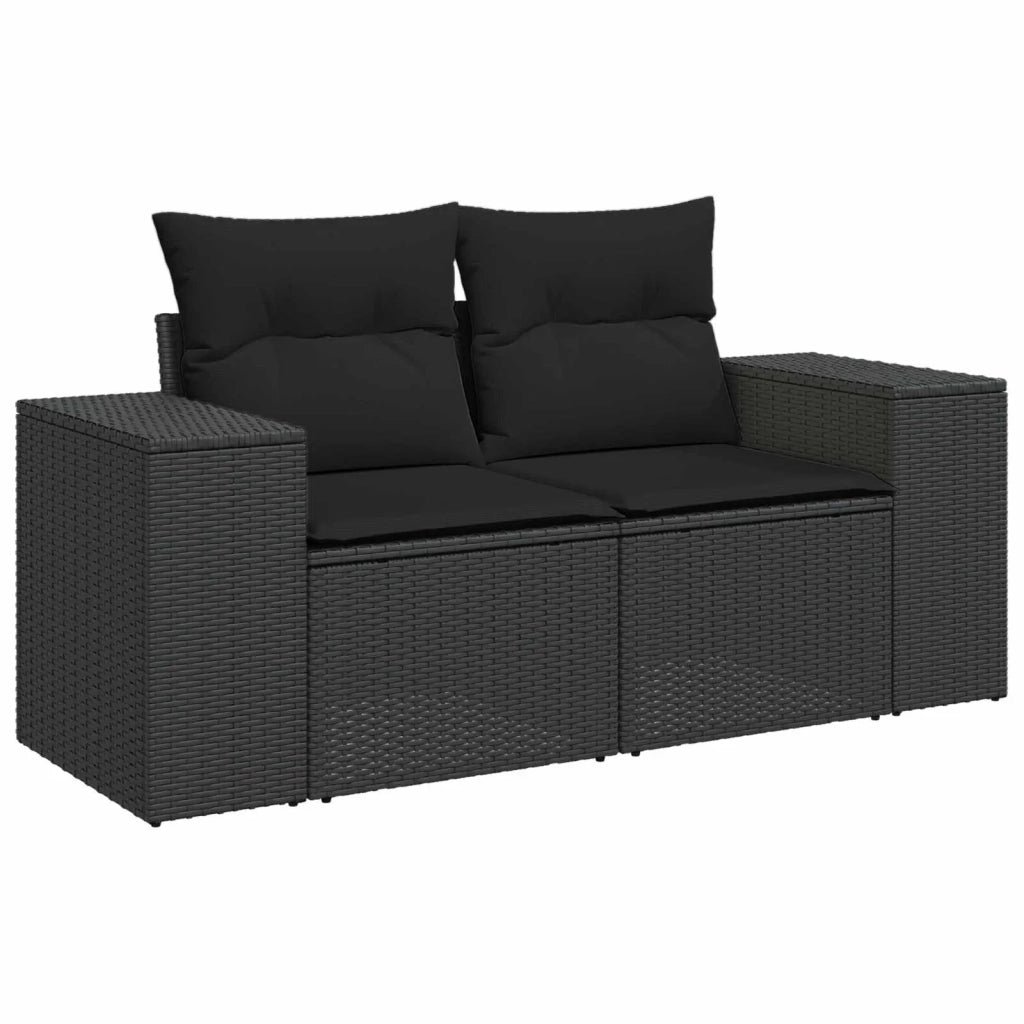 Set di divani 6 pz Nero Rattan sintetico e Acciaio 3447553