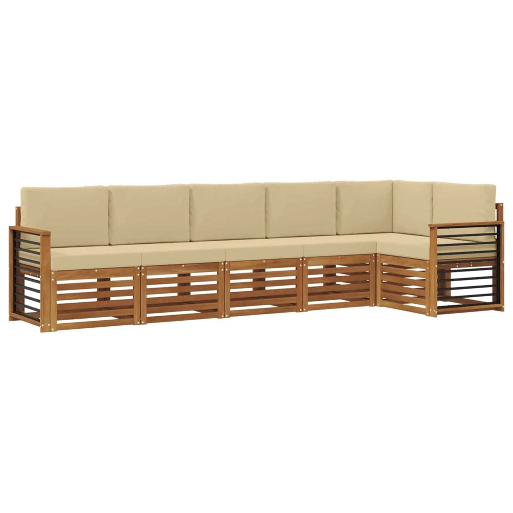 Set divano sezionale con cuscino 6 pcs Naturale e Beige 3374903