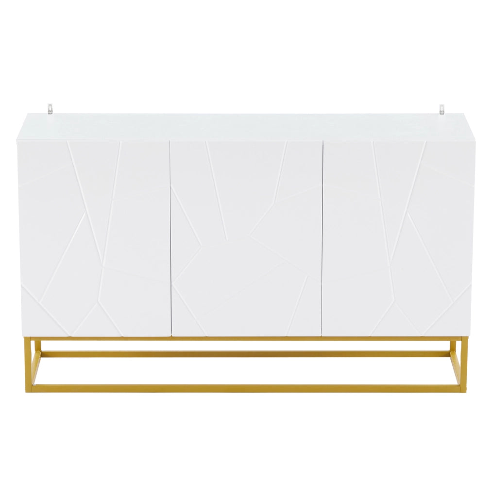 Credenza 130x38x76 cm con ripiani regolabili in truciolato bianco
