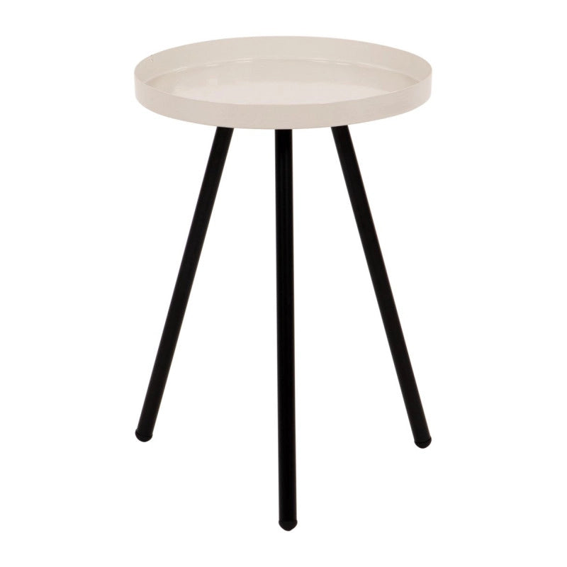 Set di 6 Tavolini Tondo 3 Gambe Dalton D30 H42 Crema/nero