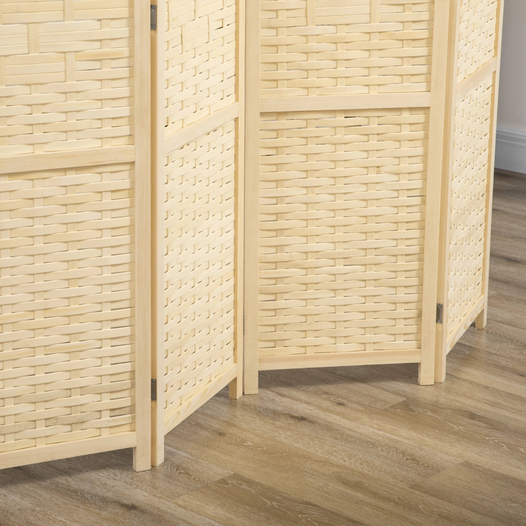 Paravento a 4 Ante in Legno e Bamb¨´ Pieghevole ¨C Zephmum ¨C Marrone 170cm