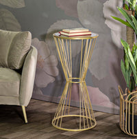 Tavolino Super 50x100x50 cm in Ferro e MDF Oro