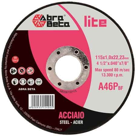 DISCO DA TAGLIO PER FERRO SOTTILE ABRA BETA Ø 115x1,0 mm - 50 pezzi- ABRABETA