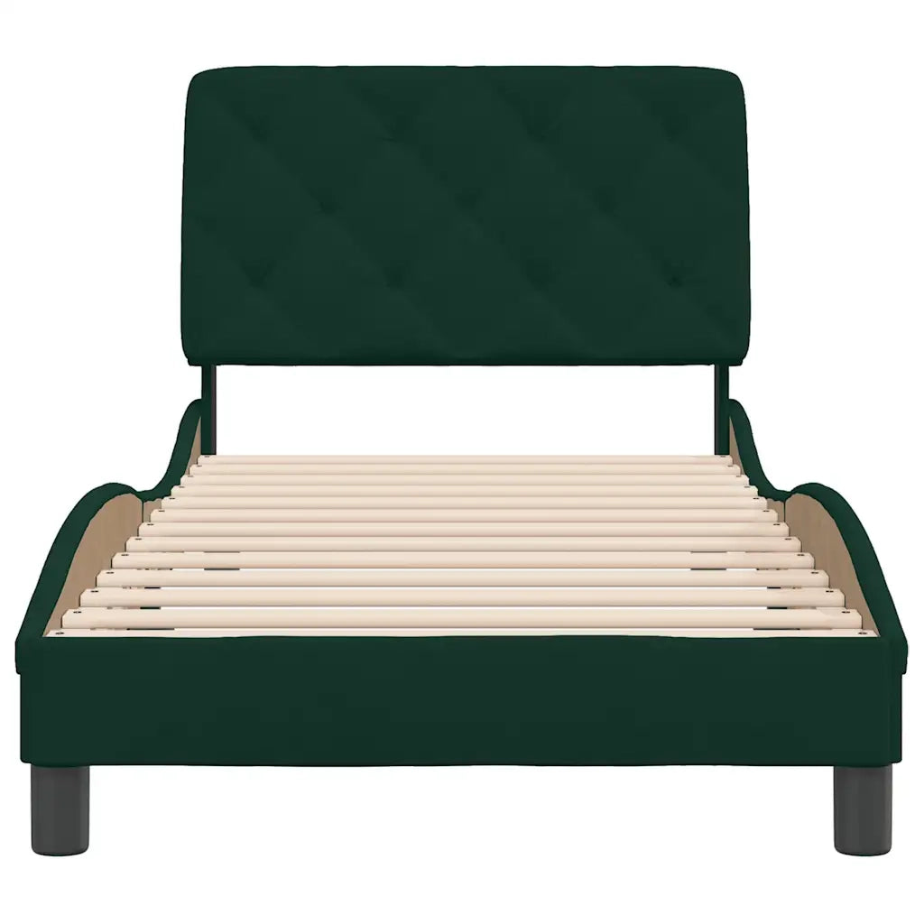 Giroletto senza Materasso Verde Scuro 90x200 cm in Velluto
