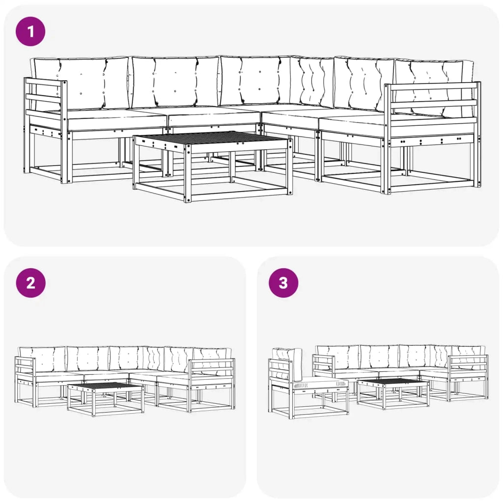Set di divani da esterno 6 pz Bianco e Antracite Poliestere 3386466