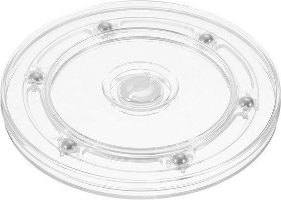 Draaischijf Acrilica 14 cm - Dischetta rotante trasparente con bielle a rulli per rotazione a 360 gradi - Organizzatore per erba cipollina, tavolo, torta, cucina, decorazione e bagno