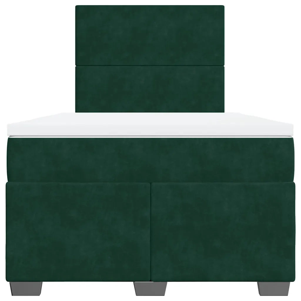 Giroletto a Molle con Materasso Verde Scuro 120x200 cm Velluto