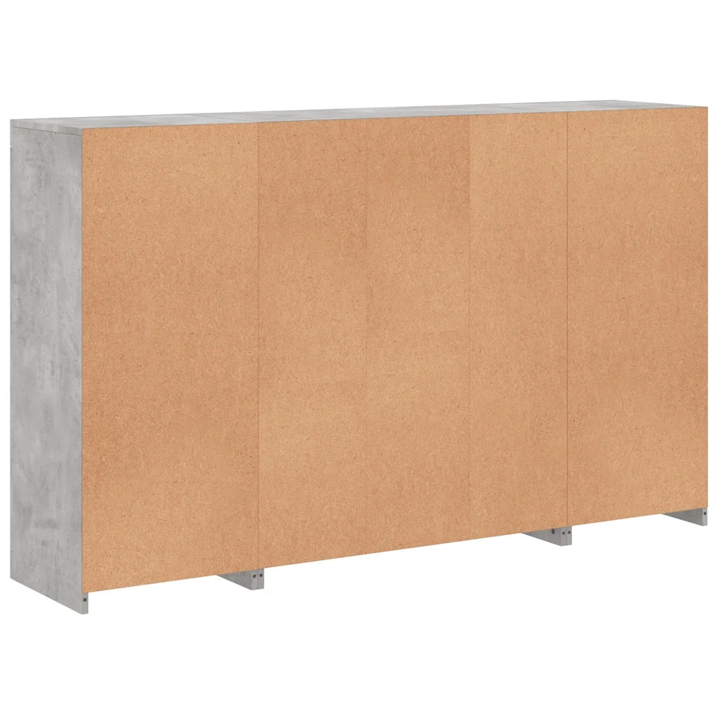 Credenze con Luci LED 3 pz | Madia | Buffet da pranzo | Armadio da pranzo Grigio Cemento in Legno Multistrato