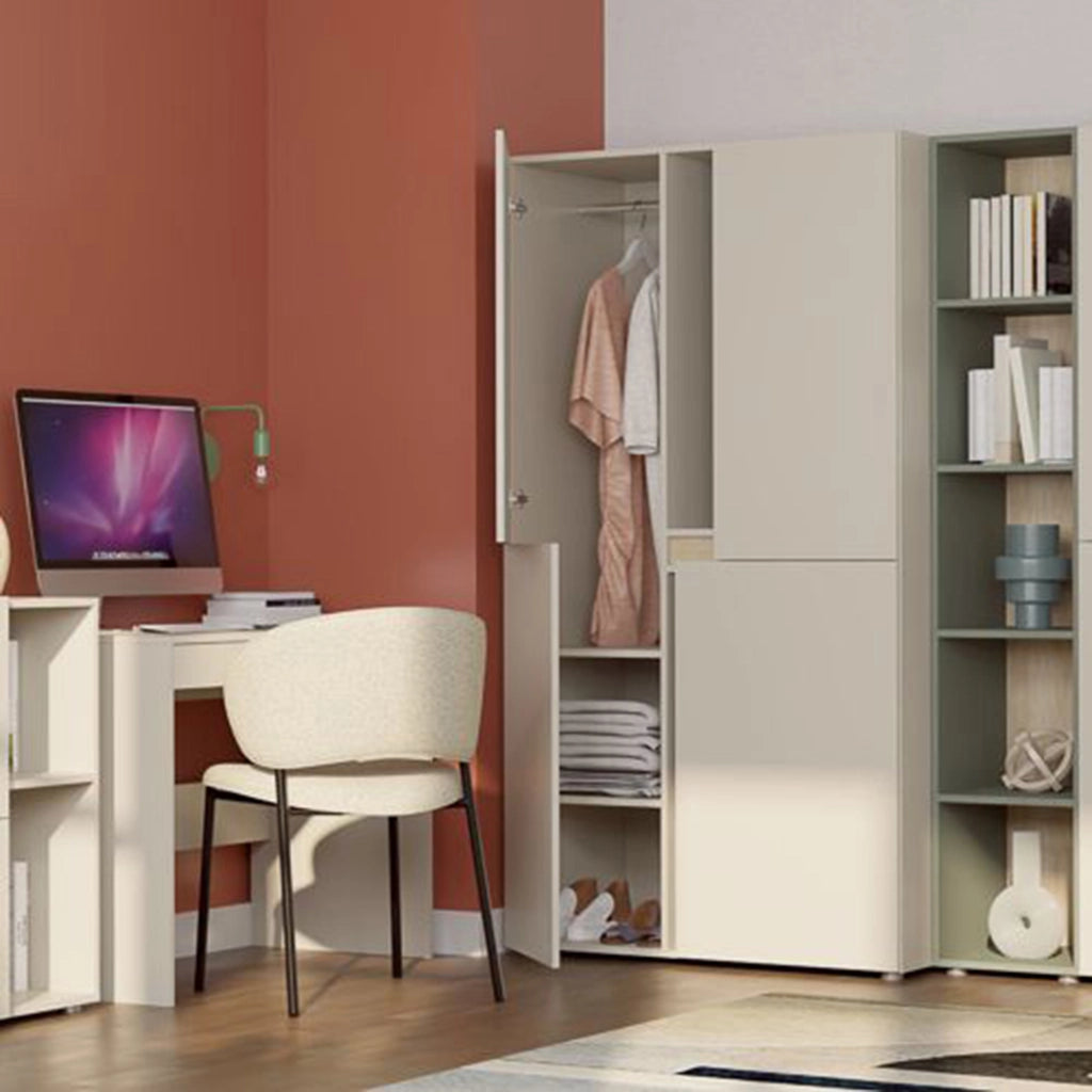 Armadio Camera da Letto Lidasone, Guardaroba Grande 5 Ripiani, 100x184h cm Beige