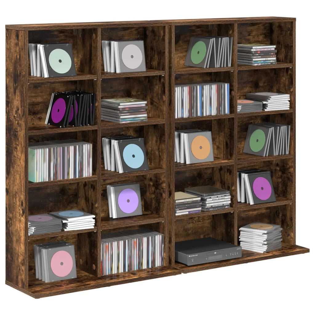 Mobile per CD 2 pz Rovere Fumo 65 x 23,5 x 97,5 cm 8012683