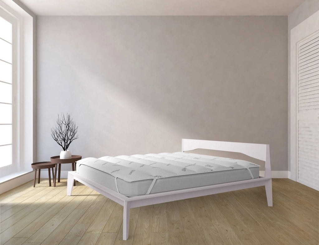 Topper Trapuntato Imbottito Matrimoniale con Elastici Silver Bianco