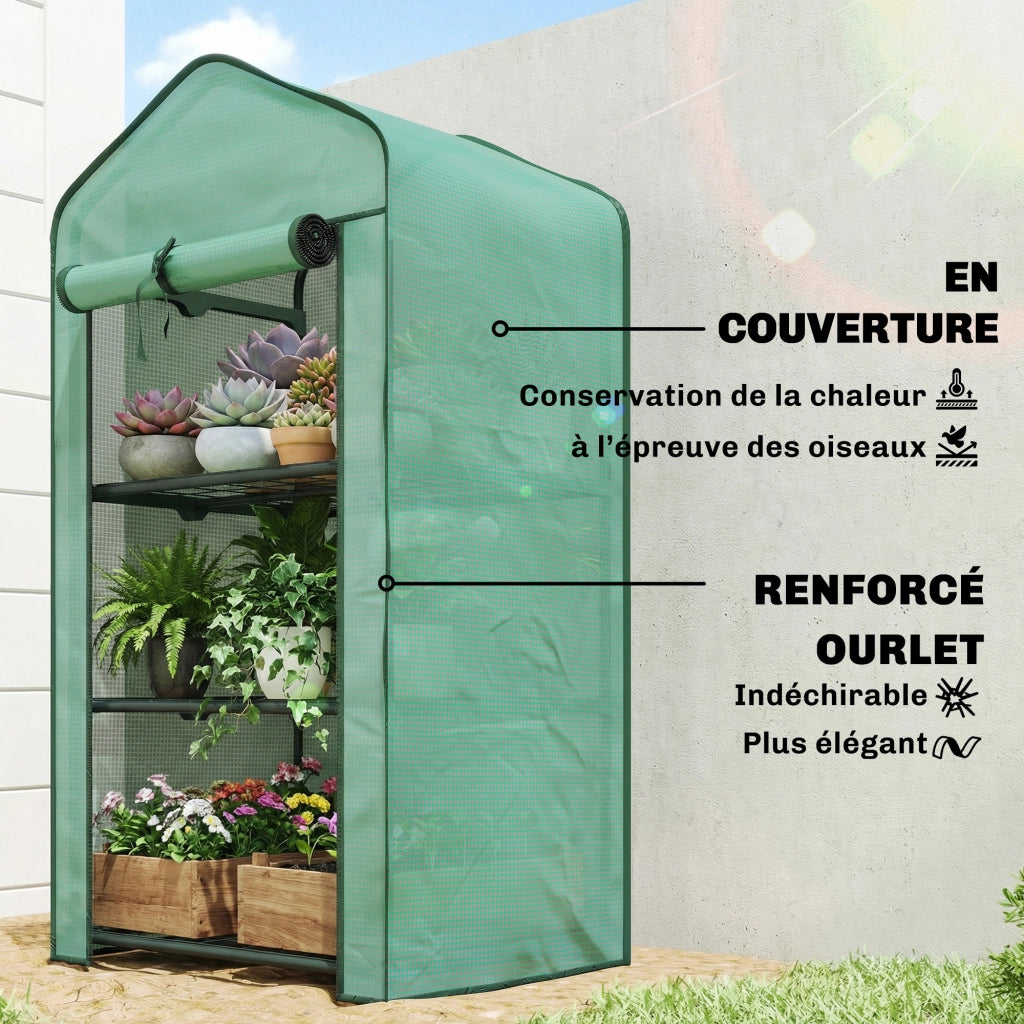 Serra da Giardino 3 Livelli con Ripiani ¨C Zephmum ¨C Verde Acciaio 59x39x127 cm