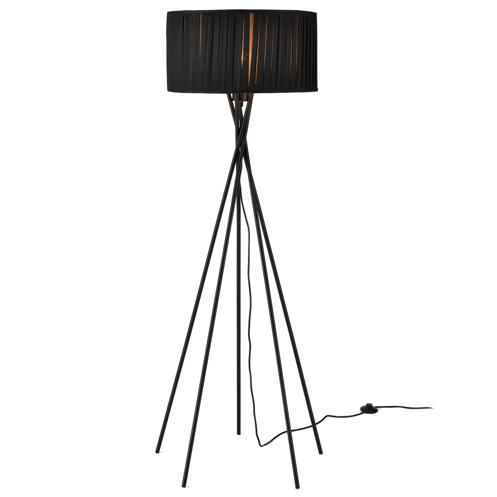 Lampada da Terra 'Black Mikado' Alta 155 cm Piantana a 5 Piedi con Paralume Cilindrico in Tessuto Decorativo Nero - lux.pro