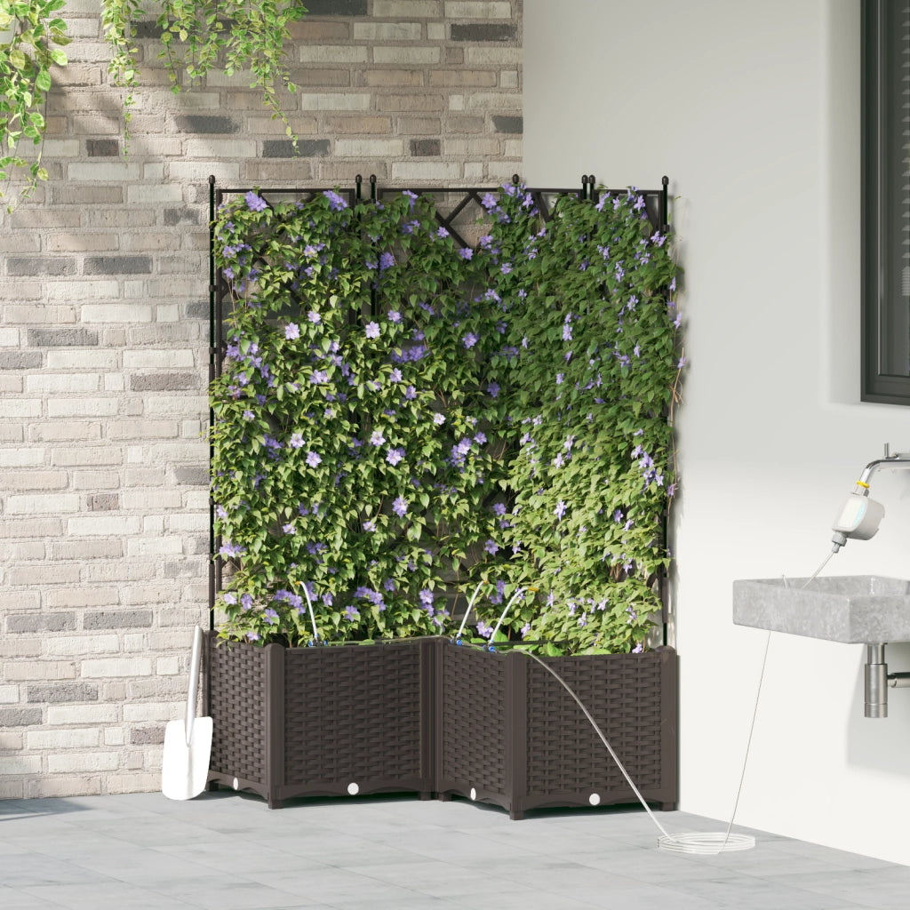 Vasi da Giardino con Sistema di Irrigazione 3 pz Marrone