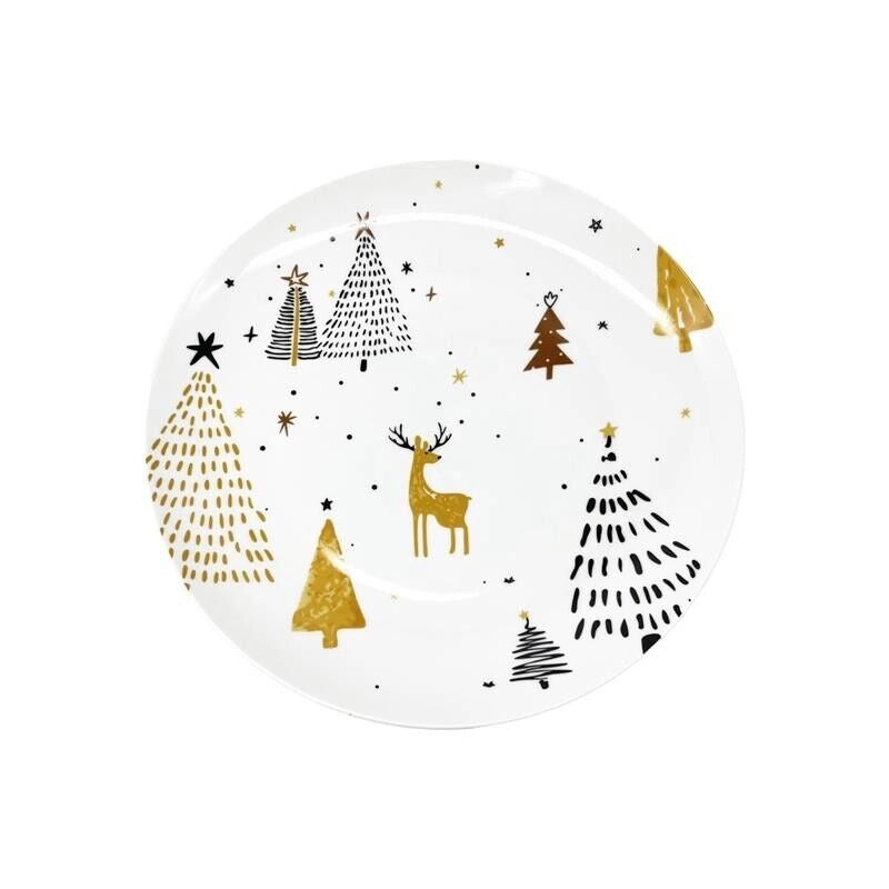 MA MAISON PIATTO PIANO 20 CM BIANCO STILE NATALIZIO MODELLO STARRY NIGHT