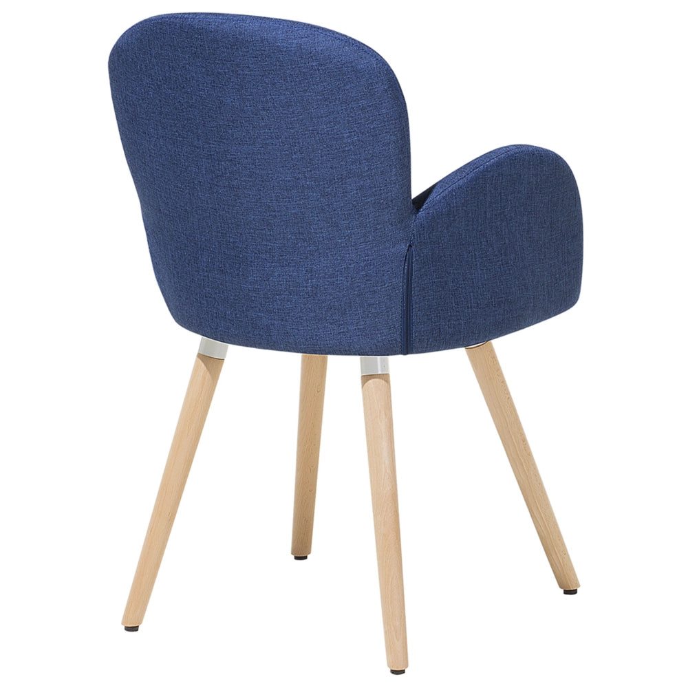 Set di 2 sedie da pranzo rivestimento in tessuto blu gambe in legno chiaro stile moderno eclettico