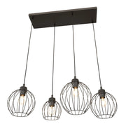 Sospensione Minimal Industrial Hathor 4 Luci Lineari Nera