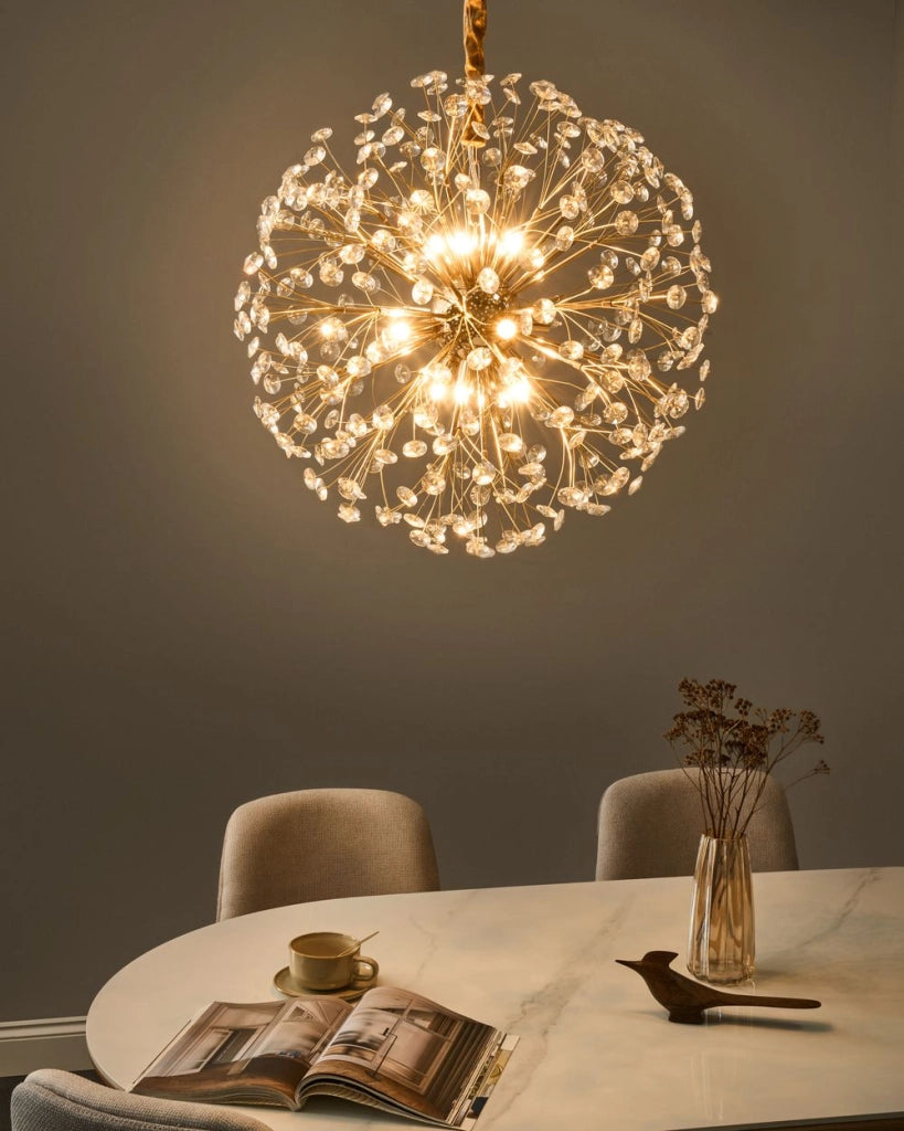 Lampadario in ottone, metallo e cristalli di vetro ⌀ 60 cm Lampada a sospensione stile glamour