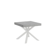 Tavolo allungabile 90x90/194 cm Clerk piano - Gambe Bianche - Cemento