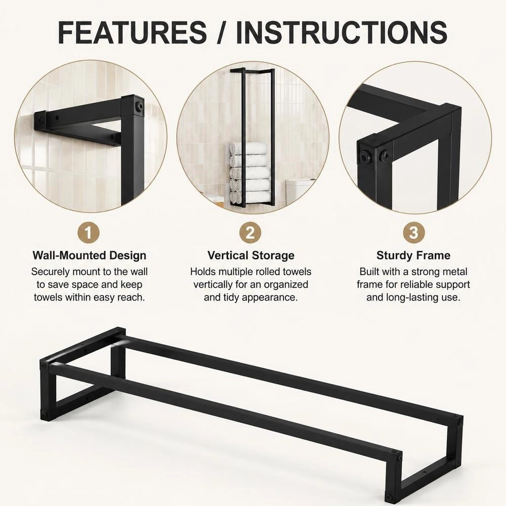 Towel Rack Black 25x20x95 Cm Iron