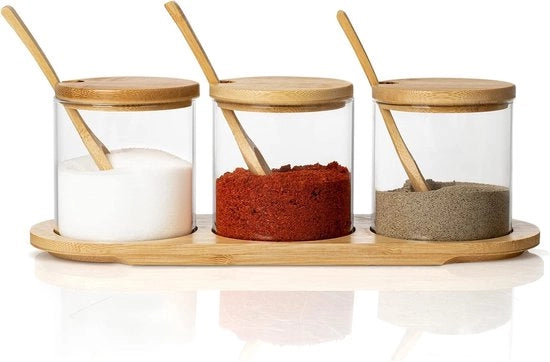 Set di macinazione erbe 300 ml - contenitore per erbe con cucchiaio - contenitore per sale con coperchio - contenitore per sale - contenitore per zucchero - contenitore per erbe Contenitore per sale