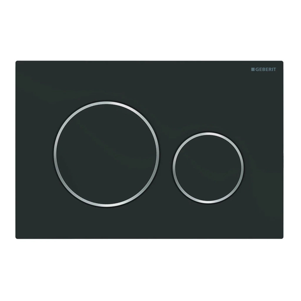 PLACCA DI COPERTURA 2 TASTI SIGMA 20 GEBERIT- Nera opaca bordi tasti cromo GEBERIT