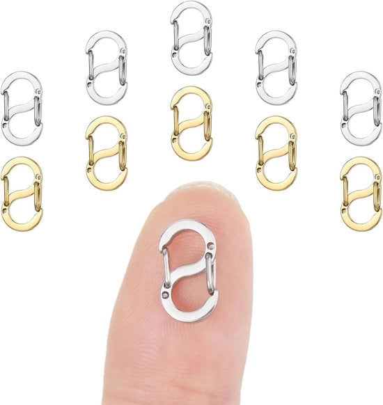 Bracciali con chiusura a carabina e doppia apertura - Set da 10 chiusure in oro e argento