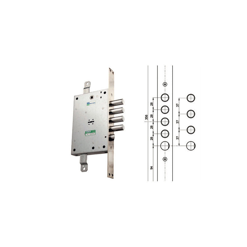Serratura per porta blindata sinistra triplice interasse 37 mm – 52.771/37SX – Mottura