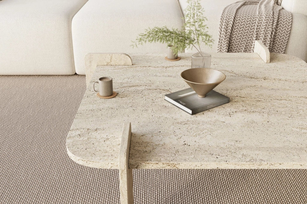 Tavolino in legno "Woog" 90 x 90 x 35 cm - Travertino