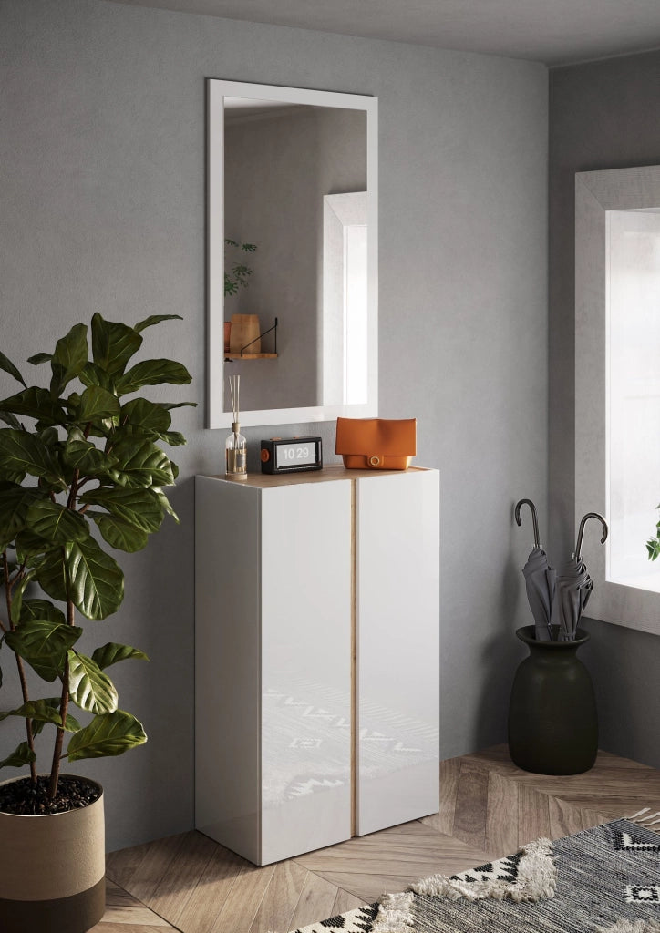 Vignone, Armadio Multiuso 2 Ante 5 Ripiani, 70x111h cm Bianco Lucido