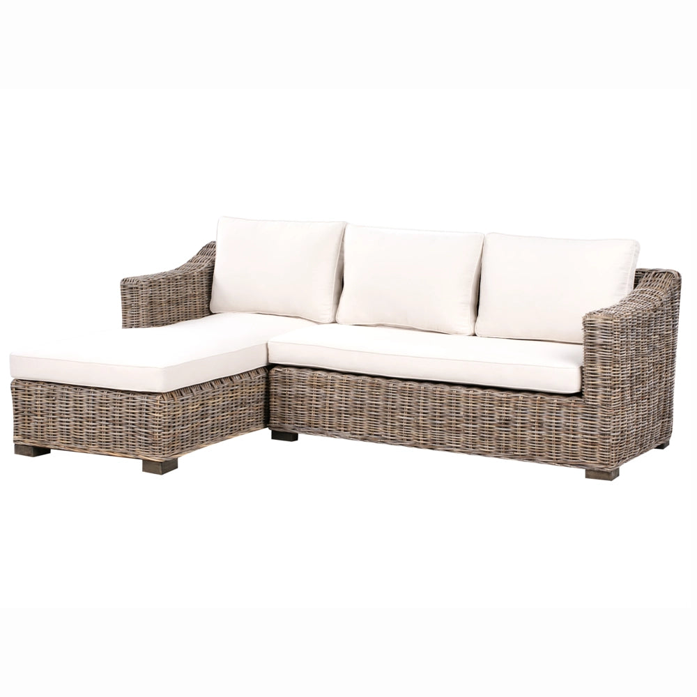 Divano ad angolo da giardino in rattan naturale 3 posti in vimini intrecciato Stile tradizionale