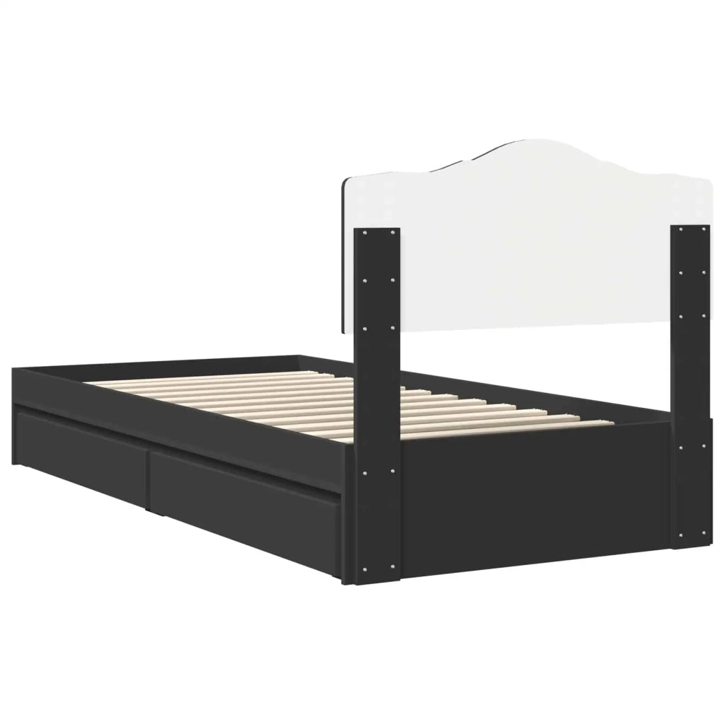 Letto con Contenitore Nero 70 x 190 cm Legno multistrato