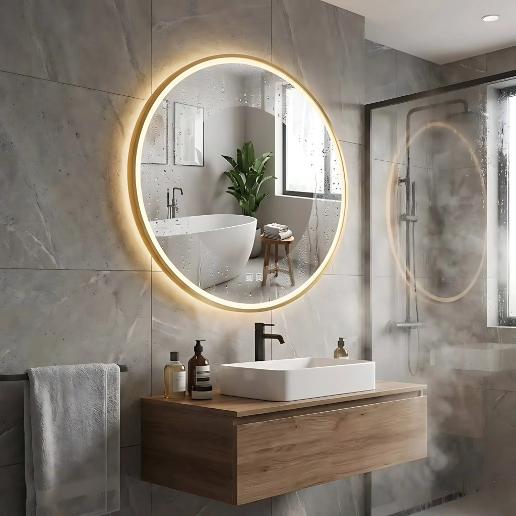 Specchio Led 90cm Mmj Brush Gold