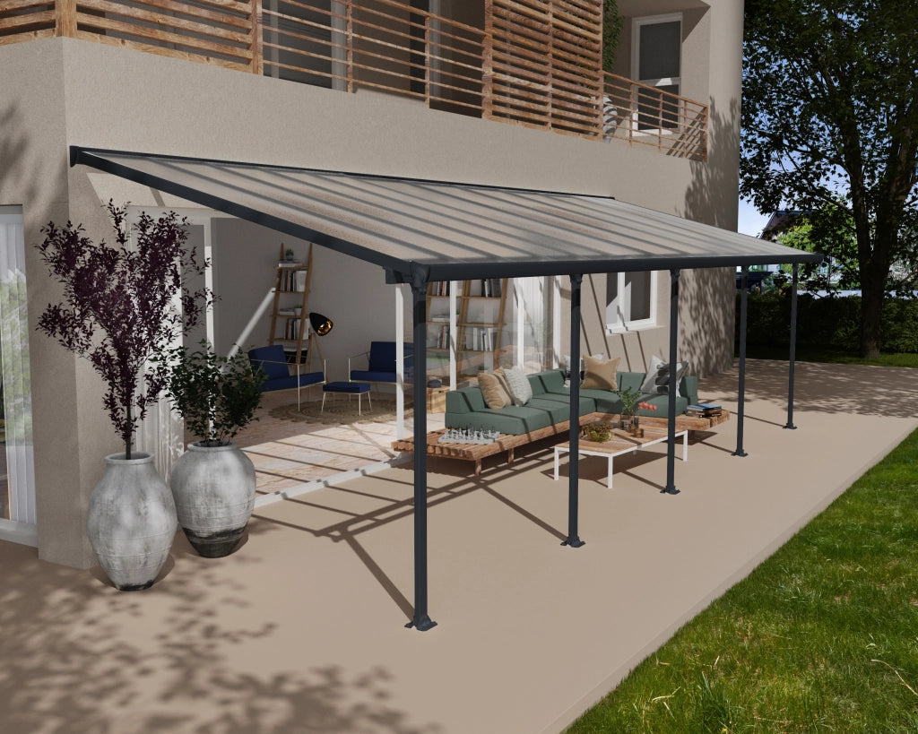 Pergola Addossata in Alluminio Feria 3X9.2 m colore Grigio