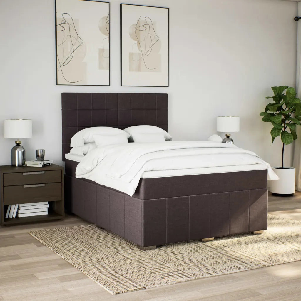 Giroletto a Molle con Materasso Marrone Scuro 140x190cm Tessuto 3293966