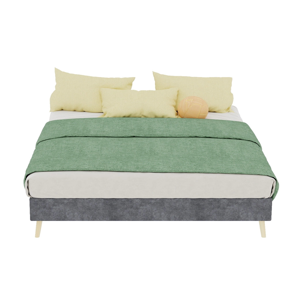 letto tessuto e metallo grigio 140 x 200 cm
