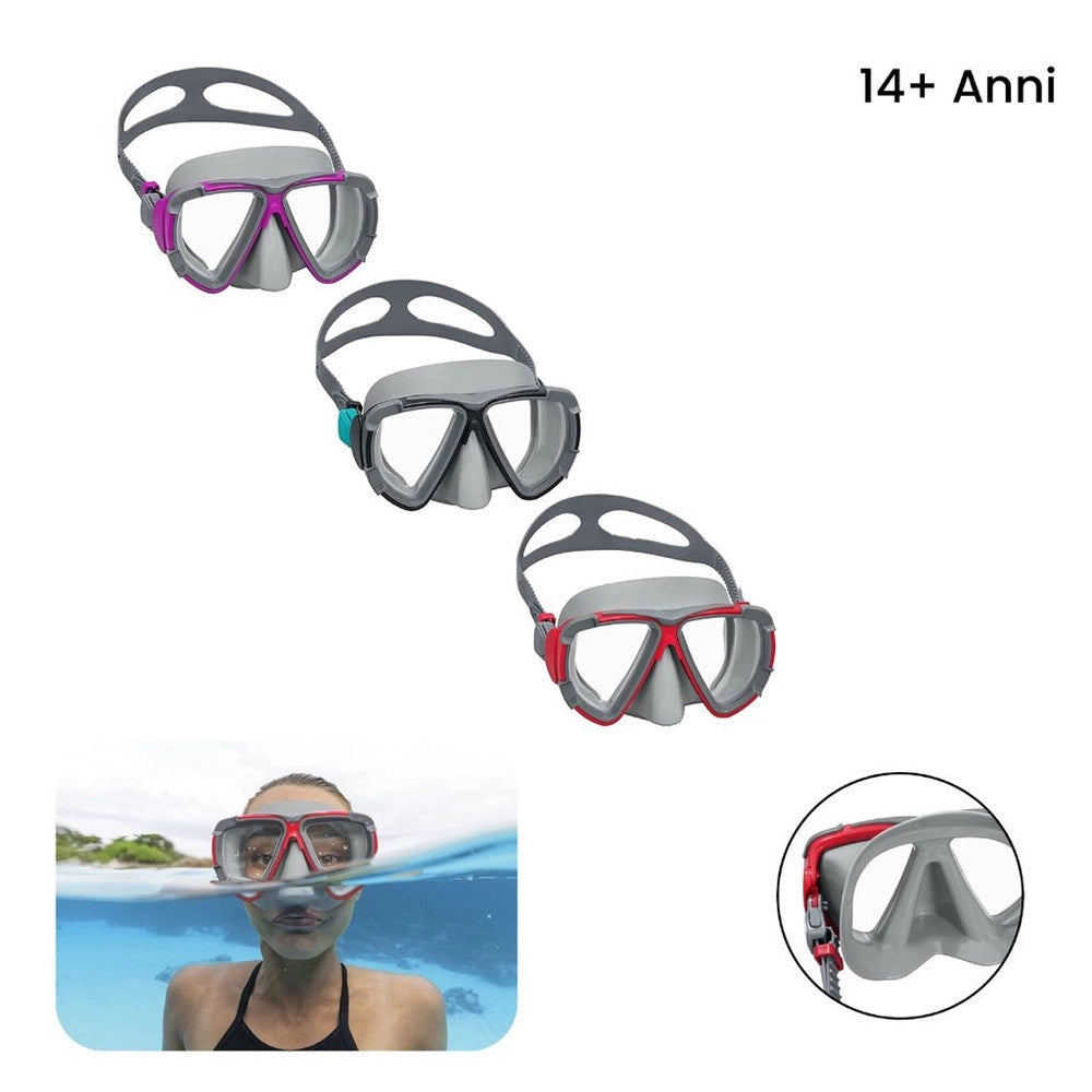Trade Shop - Maschera Subacquea Blackstripe 14+anni Per Piscina Mare 3 Colori Assortiti 22052 -