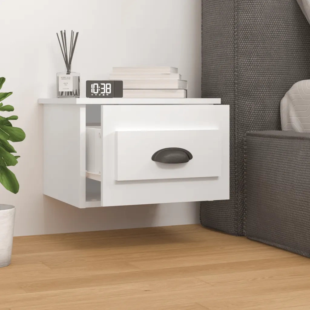Comodini a Parete 2 pz Bianco Lucido 41,5x36x28 cm 816381