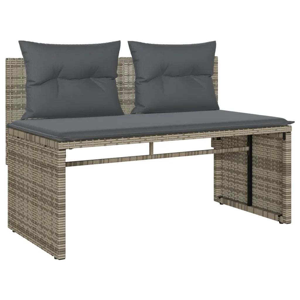 Set Divani da Giardino 4 pz con Cuscini in Polyrattan Grigio