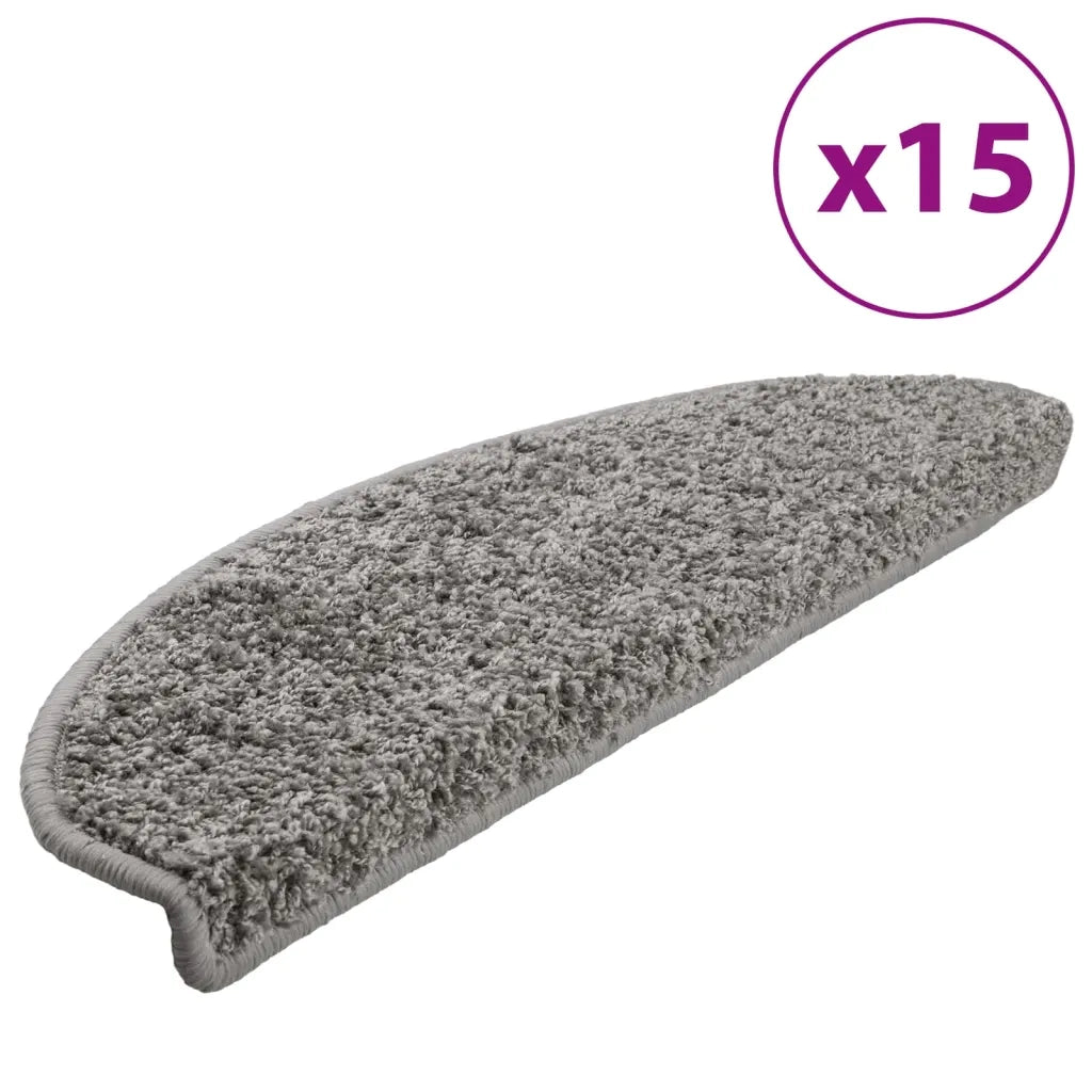 Tappetini per scale 15 pz | Gradini per Scale 65x21x4 cm Grigio Semicircolari Grandi
