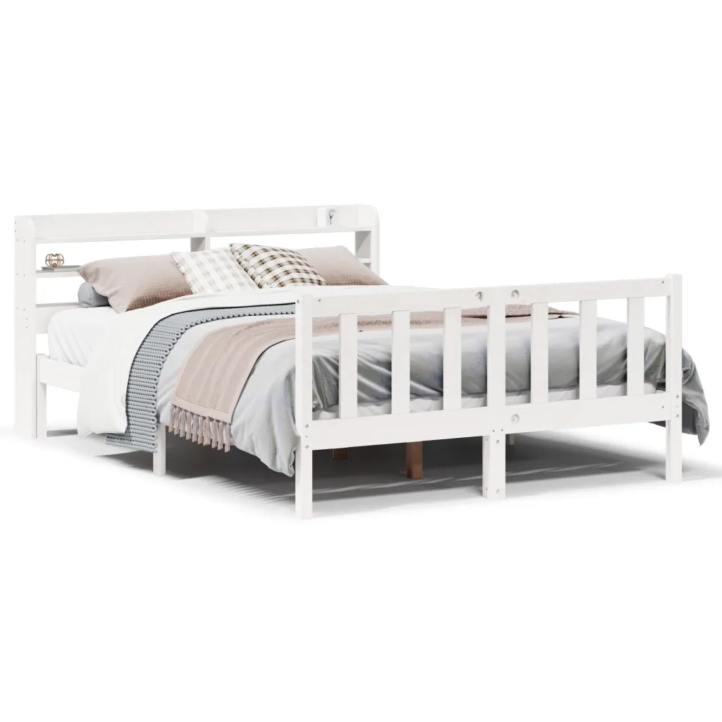Letto senza Materasso-Struttura Letto Bianco 160x200 cm Legno Massello di Pino 967613