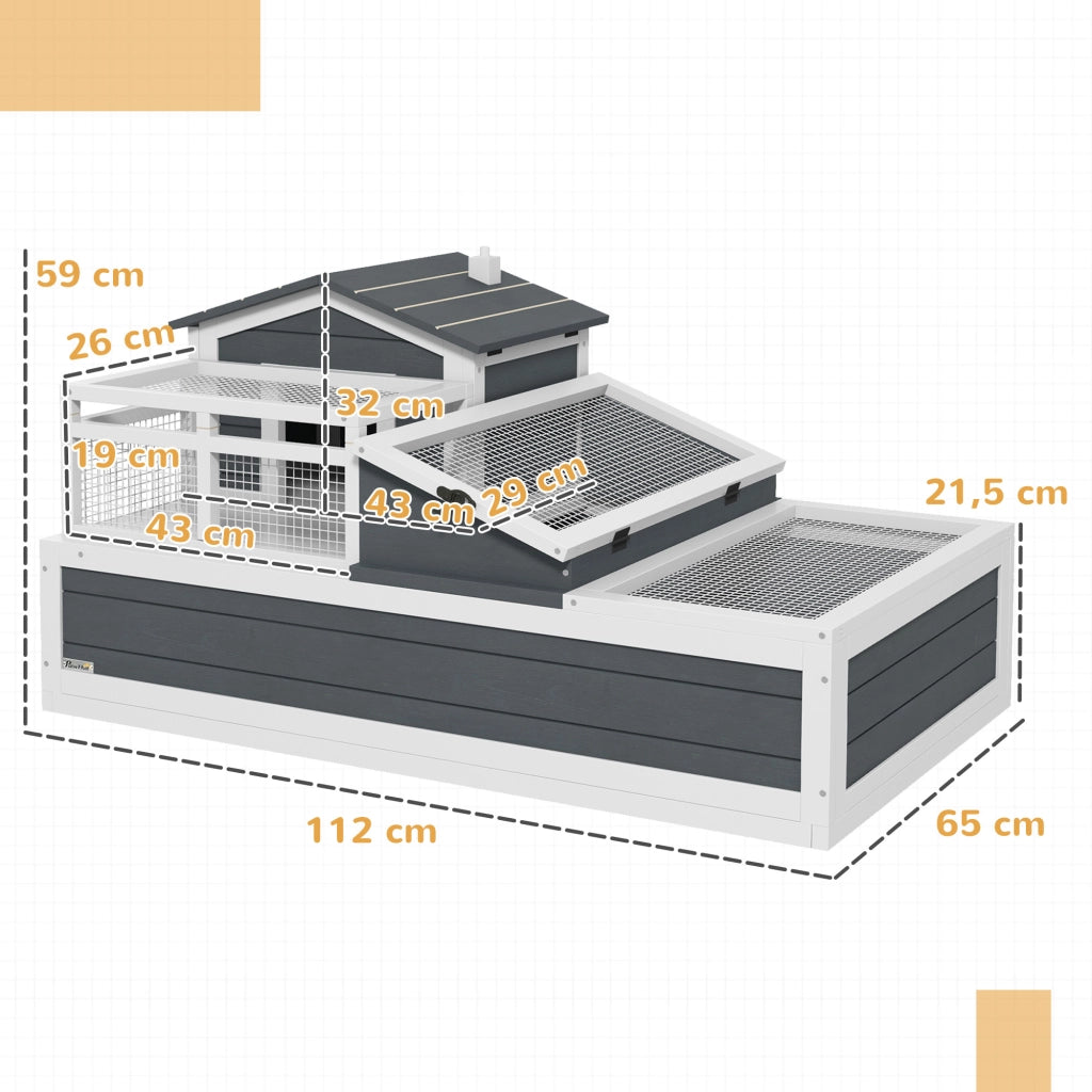Casa per tartarughe a 2 livelli ¨C zephmum ¨C Legno di pino, Grigio