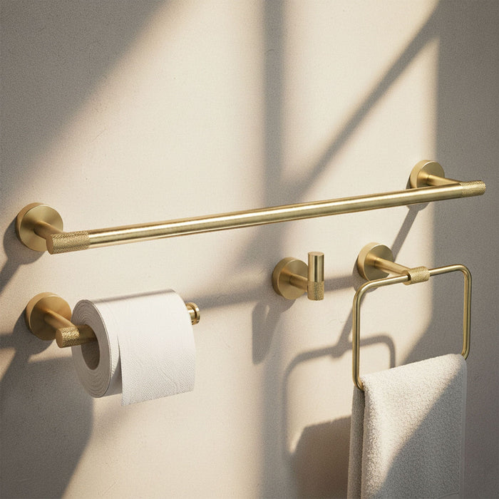 Set Accessori Da Bagno Grid Brush Gold 4 Pezzi