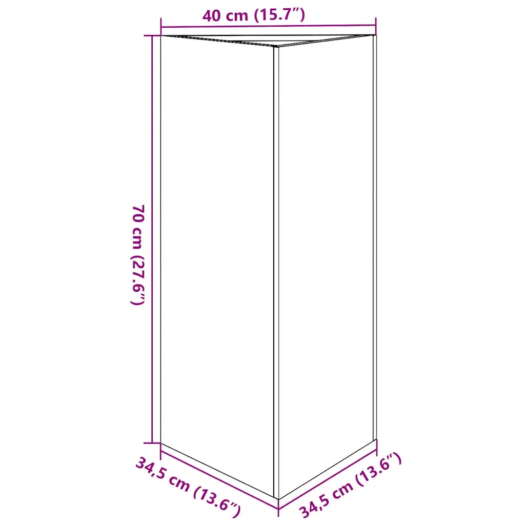 vidaXL Fioriera da Giardino Nera Triangolare 40x34,5x70 cm in Acciaio