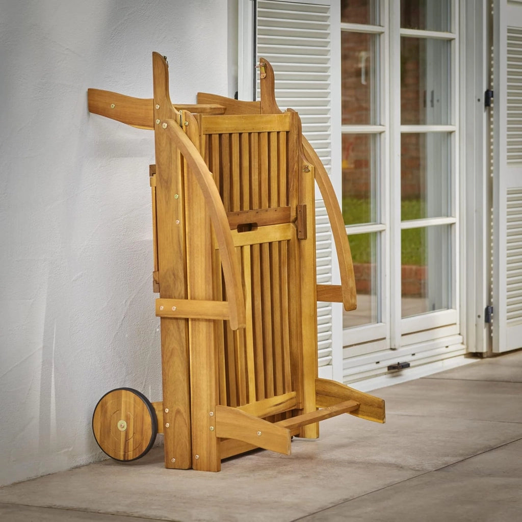 Sdraio Lettino Prendisole Tami Sun in Legno Acacia 196x69x85 cm Pieghevole con Tavolino Estraibile Poggiapiedi Sedia Lettini Sdraie da Giardino Terrazza Esterno
