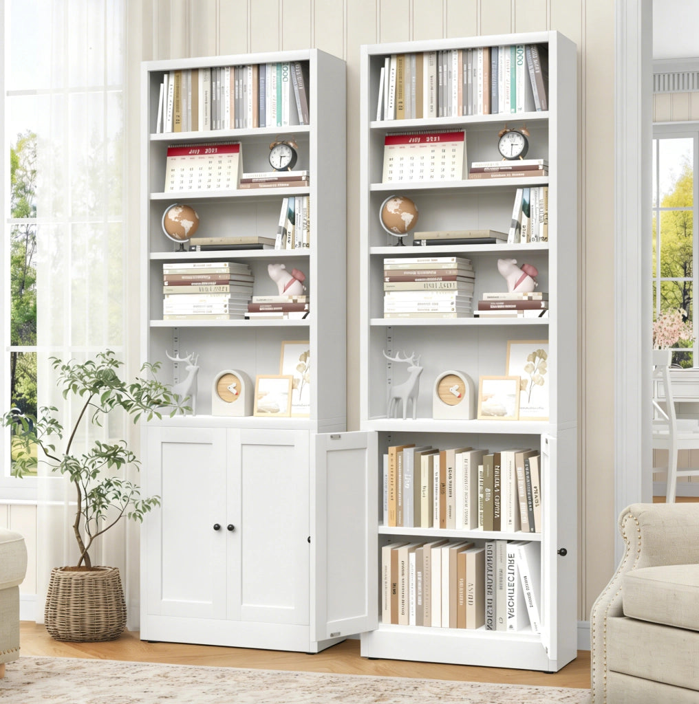 Libreria metallica bianca 180x60x23，6 cm con anta e ripiani regolabili