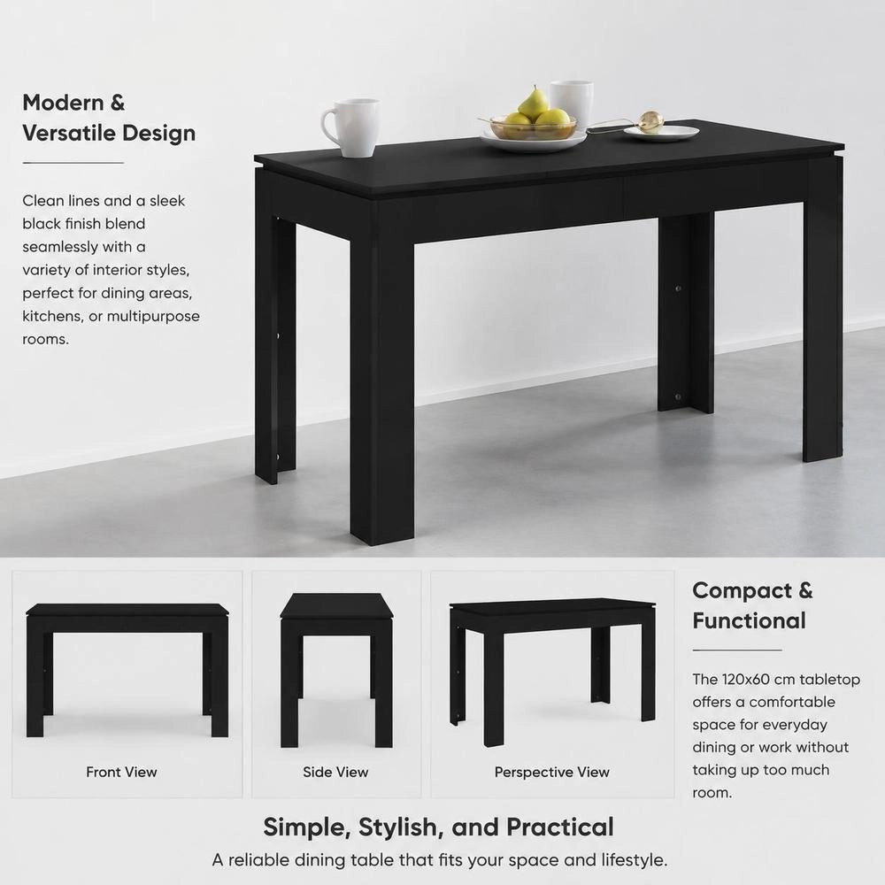 Dining Table Black 120x60x76 Cm Wood Composite