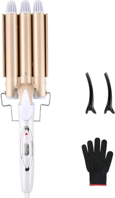 Tang ondulatorio con diametro di 22 mm - Tondino ondulatorio con regolazione della temperatura - Rondelle per capelli con riscaldamento rapido - Tondino ondulatorio - Borsetta a onde per capelli