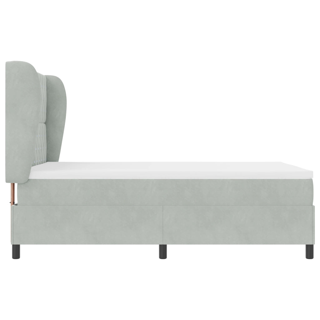 Letto Box Spring con Materasso Grigio Chiaro 140x200 cm in Velluto